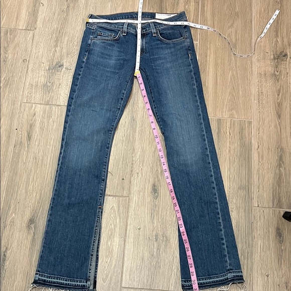 rag & bone Jeans Kick Pleat Flare Straight Leg Raw Hem Fray Bell Wide Vintage - Picture 6 of 14